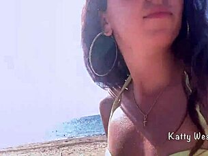 Wild 18 Yo Girl Boldly Pees On Public Beach Soaking Panties Before Sunbathing