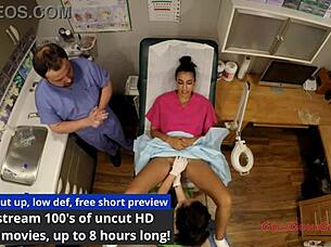 hey, check out angelica cruz, lenna lux, and reina getting hands-on in this nurse fetish scene