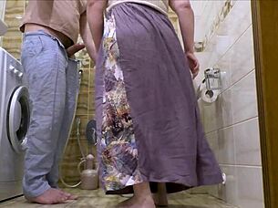 Mature BBW Agrees to Blowjob and Anal Sex in Toilet Encounter