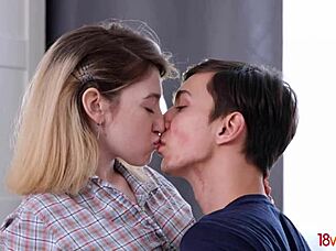 Great fuck with perky European girlfriend Milana in close-up shaved pussy action