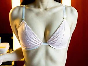 Blindfolded Asian girls enjoy a sensual lingerie massage session with panties play. 😊