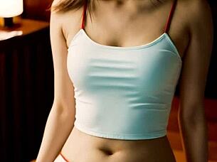 Blindfolded Asian girls enjoy a sensual lingerie massage session with panties play. 😊