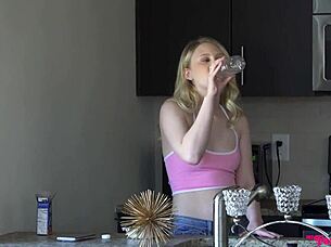 Lucas Frost boldly bangs two skinny teen 18+ cuties Chloe Cherry and Lily Rader