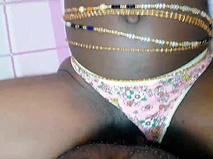 a young african babe with a big ass and tight pussy bends over in homemade action