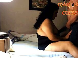 Mi amante teaches my cuckold how to fuck me hard in doggystyle bent over anal assfucking with mature milf orgasm.