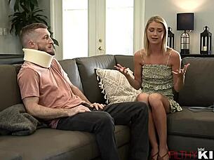 Payton Avery as perverted teen blonde seduces with blowjob before riding monster cock in missionary and doggystyle