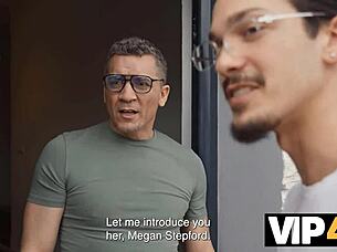 that bimbo blonde with fake tits cheats on old man in wild group banging session