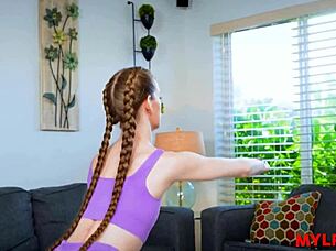 Slim gymnast redhead blasted after training!