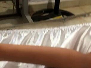 the stepfather notices his young woman is using an anal plug sex toy. he watches her explore with toys outdoors in public.