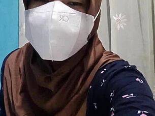 beautiful hijab student masturbates alone