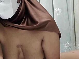 beautiful hijab student masturbates alone