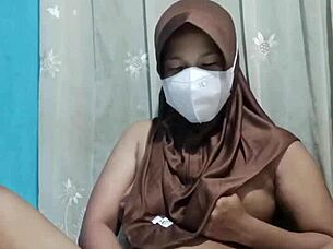 beautiful hijab student masturbates alone