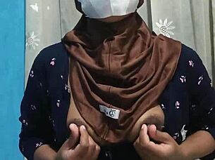 beautiful hijab student masturbates alone