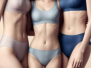 AI Generated Girls Posed Naturally For A Lingerie Catalog Shoot With Cute Models In Panties And Barefoot Styles