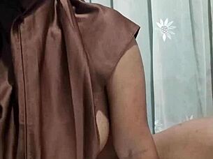 beautiful hijab student masturbates alone