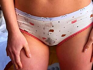 I help my friend cum quickly in her panties while her boyfriend waits outside