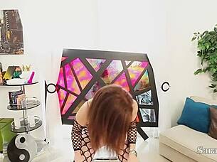 Squirting Sara Jay Just Got A Clear Chair For Solo Performance With Huge Tits And Wet Pussy Action