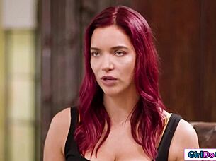 Busty Counselor Licks Ebony Client's Pussy In Interracial Lesbian Encounter On Sofa