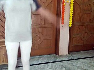 Teen gets tricked into stripping naked for her personal trainer and sucking his cock during early morning yoga workout  