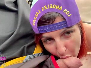 Hey, these hot babes are deepthroating cock in the car, flashing curvy bodies on the street