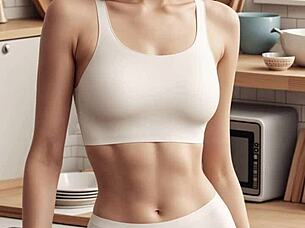 AI Generated Girls Posed Naturally For A Lingerie Catalog Shoot With Cute Models In Panties And Barefoot Styles