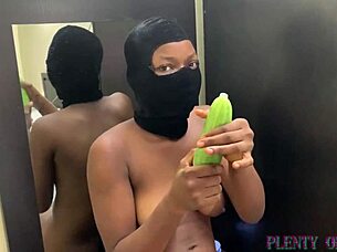 Ebony Teen 18+ Melanie Demonstrates Condom Use With Huge Cucumber Dildo For Deep Penetration Lesson