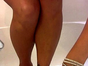 She's just teasing you with her feet in the bathtub while softly moaning in the pool.