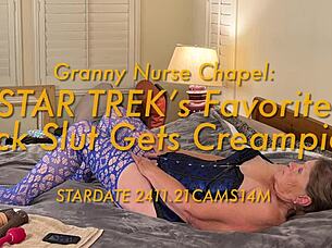 Granny nurse Chapel Star Treks fuck slut gets creampied oops