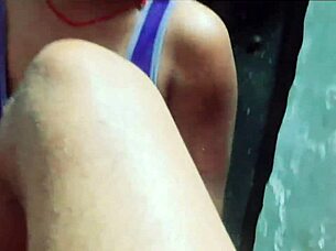 Young man suddenly begins groping the busty curvy woman's huge tits and wet pussy while riding together on the crowded bus.