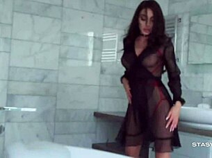 Hey, busty Russian babe, why tease so seductively from the bathtub like that?