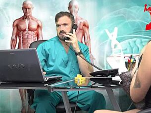 In the office, the Arab patient seduces her doctor for a hardcore anal session in lingerie