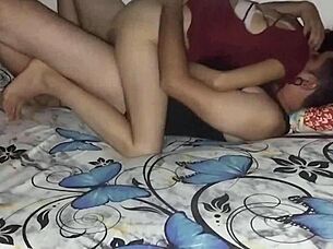 Colombian cock thrusts into Venezuelan woman's pussy in raw homemade bareback action. The slutty couple enjoys intense amateur fucking.