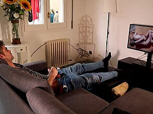 Oh man, I caught my friend watching porn and got so wet I just had to ride his big cock hard