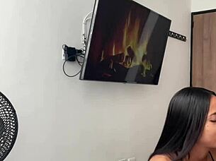 cute brunette sneaks in and surprises with a deep sloppy blowjob