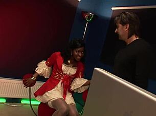 beautiful black woman in lingerie gets her shaved pussy fucked gently