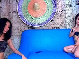 hey this guy is thrilled with two beautiful latinas giving deep sloppy blowjobs in a group