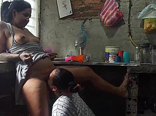 While preparing dinner, Sandra hints at her desires for intimate moments