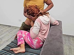 Please cum inside roommate, she takes off my condom for creampie with big tits redhead in dorm?