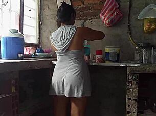 While preparing dinner, Sandra hints at her desires for intimate moments