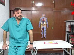 In the office, the Arab patient seduces her doctor for a hardcore anal session in lingerie