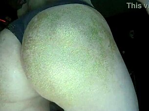 Who Wants This Big Butt Oil Massage with Colourful Glitters and Sexy Curves?!