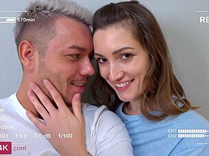 Sexy brunette teen Alisha Brendy rides cowgirl style in hardcore action. She bends over for doggystyle pounding until orgasm hits.