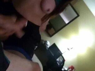 Hey, check out this sexy ex swallowing a big dick deepthroat style until cum covers her huge tits!