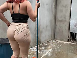 Suggestive Brazilian Prostitute Maid Teases with Big Ass in Voyeur Fetish Encounter