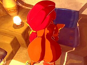 Urbosa engages in a sucking and fucking sequence in this animated scene with intense action