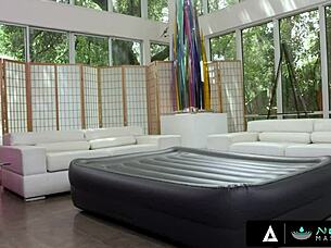 hey, how does naughty nicole doshi melt worries with her special nuru massage technique on that big cock?