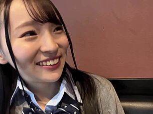 Oh fuck, pound me harder, Rina 18 moans in uniform during nonstop cowgirl riding and raw creampie action with intense cumshot.