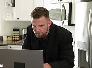 Busty babe Mona Azar gets caught masturbating by boyfriend, leading to deepthroat blowjob and rough doggystyle fucking.