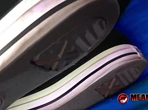 cassandra cain casually tells the story of demanding you clean and worship her sneakers with tattooed legs in pov