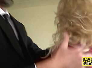 Dominated petite Scottish blonde gets deepthroat face fucked in rough BDSM anal session